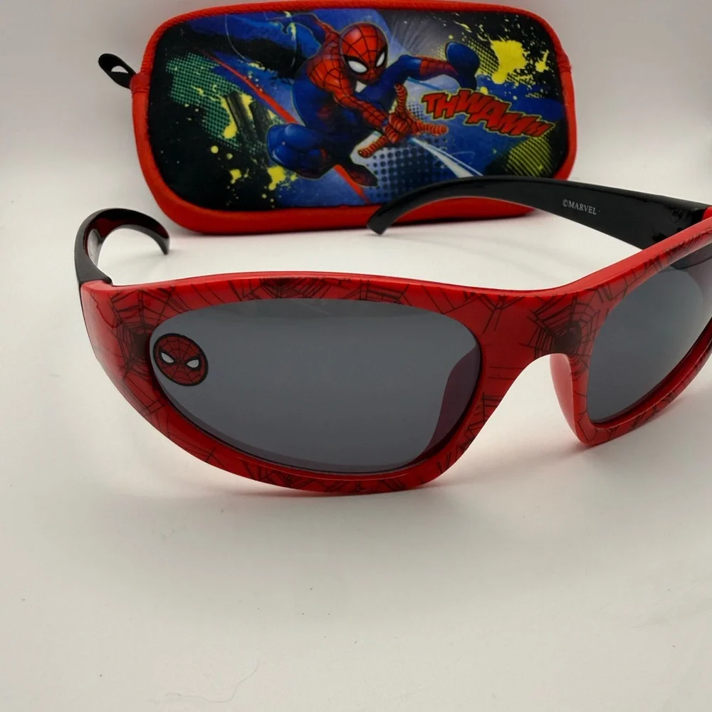 Marvel Red and Black Spider-Man Kids Sunglasses with Graphic Zip Case